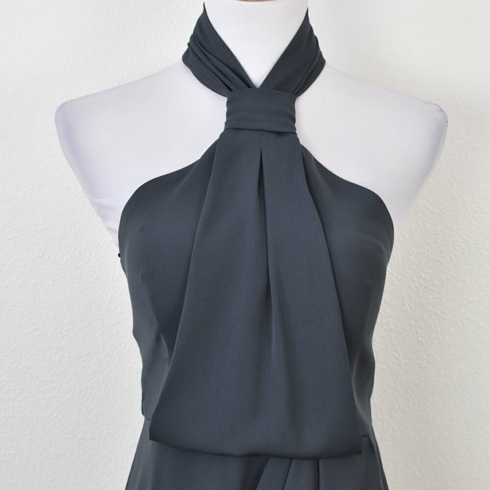 Shona Joy Core Knot Draped Halter Dress Gray - 6 - Picture 2 of 11